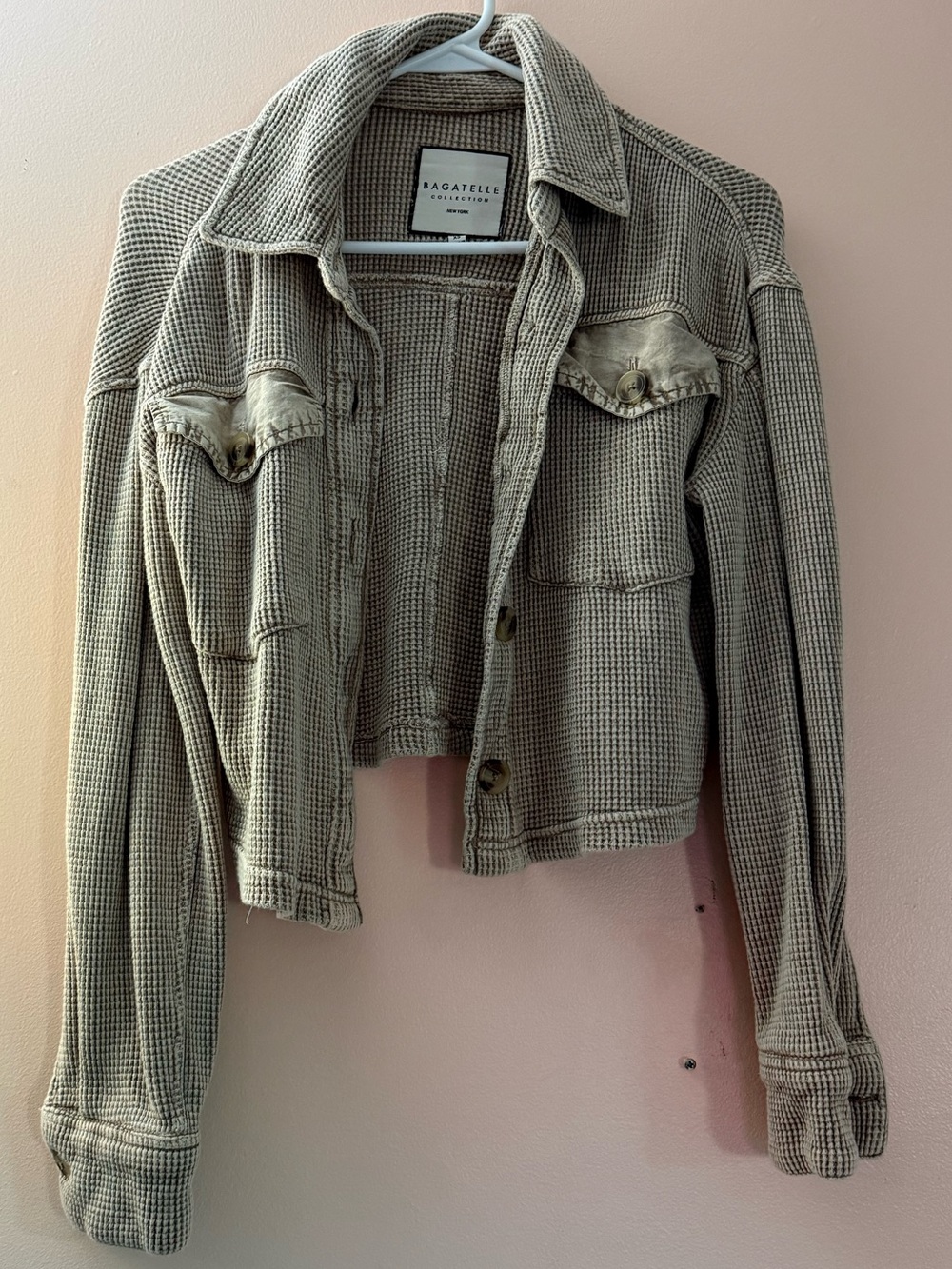 Bagatelle Collection Cropped Waffle Knit Jacket